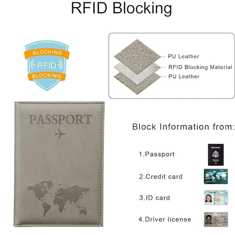 World Map Passport Cover – Hot Stamping Travel Case for Men & Women