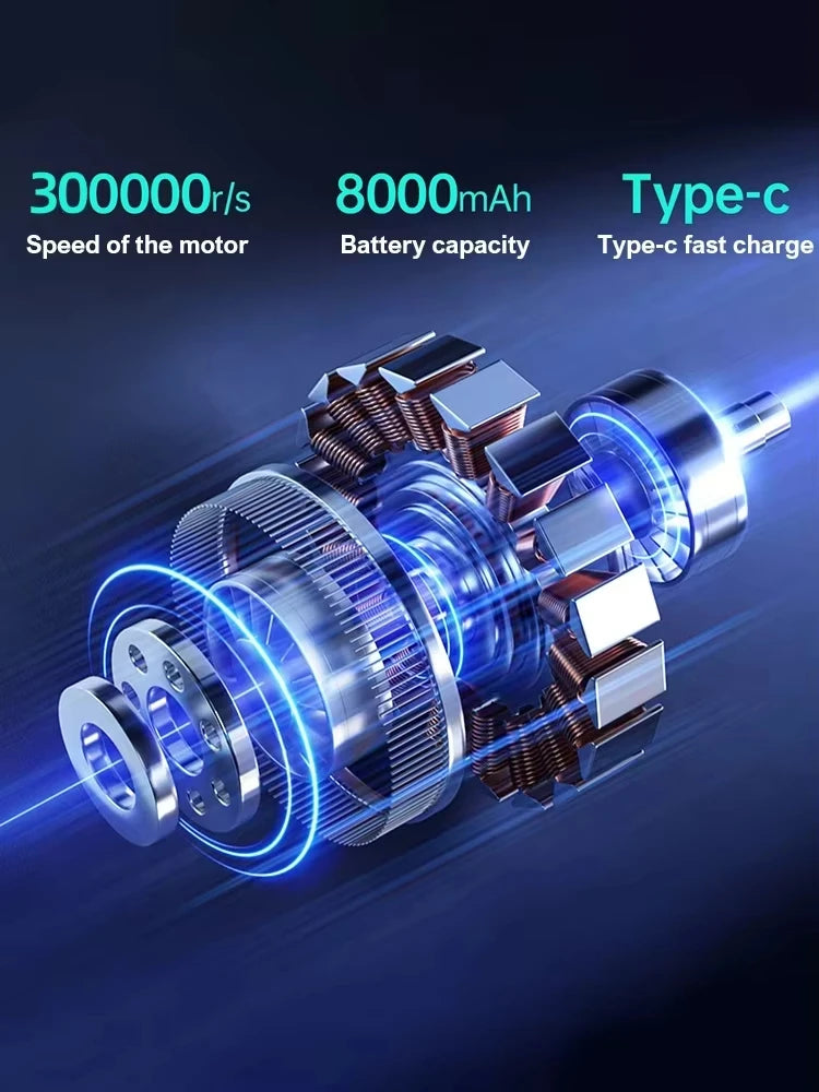 مكنسة كهربائية X9 توربو فان جيت 300,000 دورة في الدقيقة بدون فرشاة ومنفاخ هواء - منظف عالي الطاقة لأجهزة الكمبيوتر ولوحة المفاتيح والسيارات والمنزل