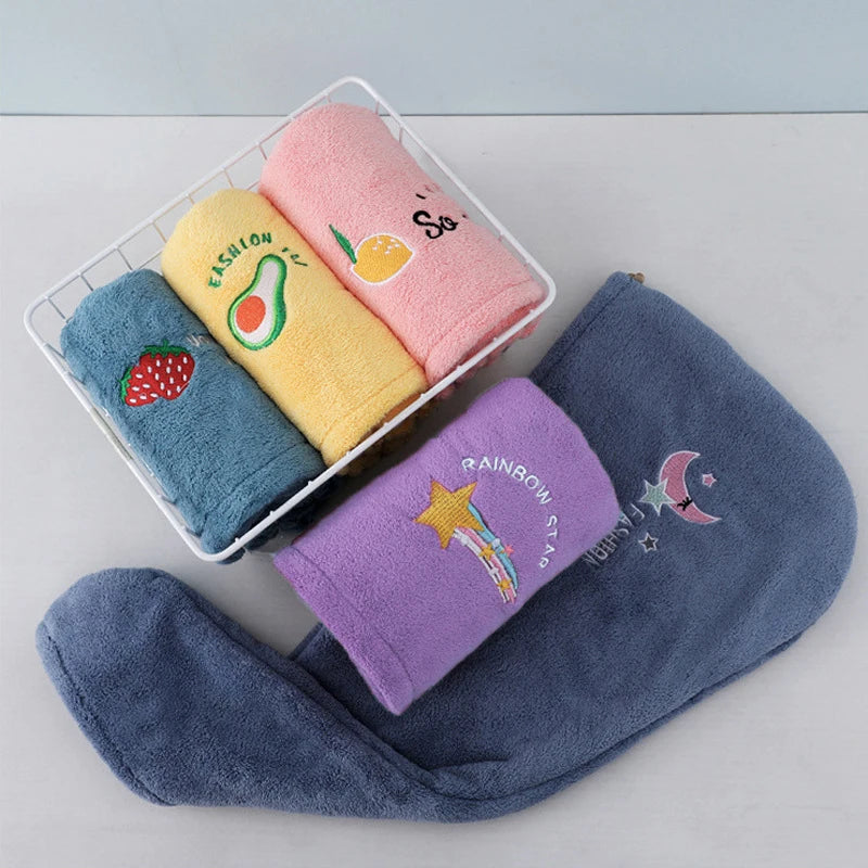 Quick Dry Hair Hat – Super Absorbent Soft Hair Towel Wrap for Women Girls Cute Bathroom Bonnet