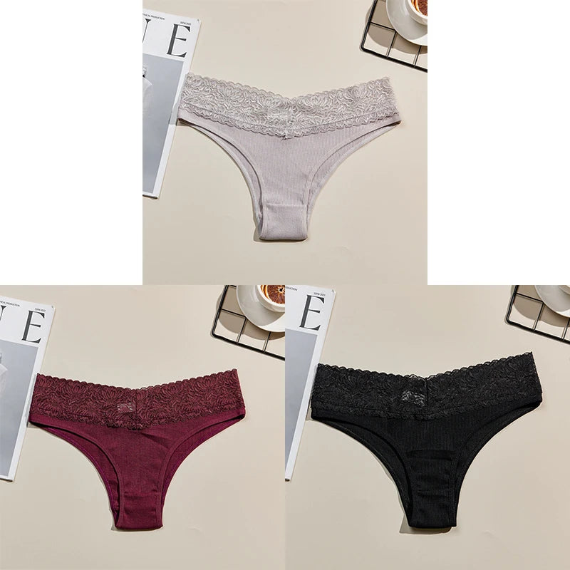 3PCS Women's Breathable Cotton Seamless Panties Comfortable Sexy Soft Stretchy Underwear
