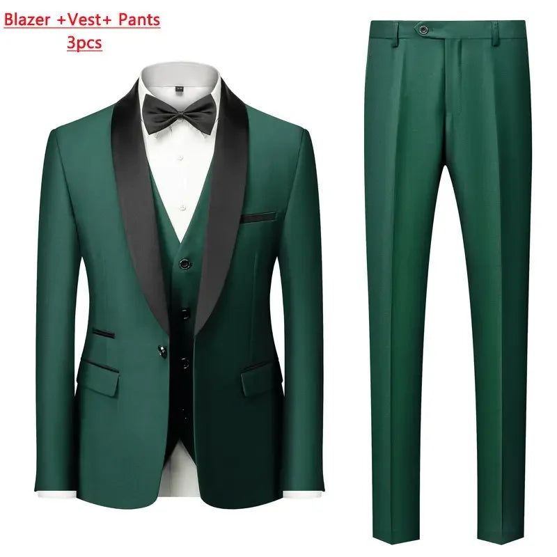 Men's M-6XL Formal 3-Piece Suit – Jacket, Vest & Pants for Business, Wedding & Parties