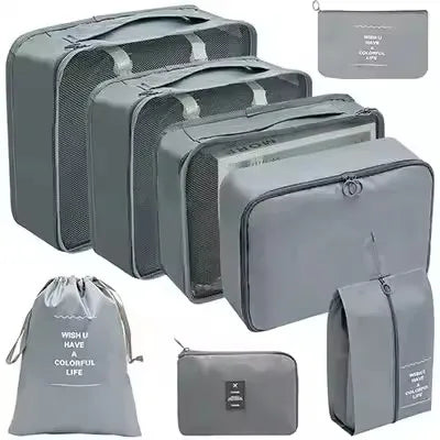 Travel Organizer Set | 8-Piece Suitcase Packing Cubes & Luggage Storage Bags for Clothes and Shoes