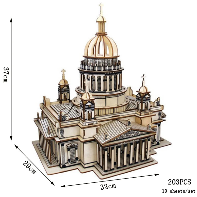 Retro Bus & European-Style Campervan 3D Wooden Puzzle – DIY Car, Airplane & Sailing Ship Model Toy for Kids