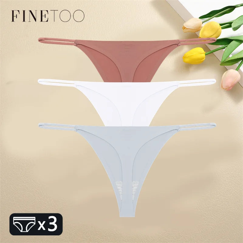 FINETOO 1PCS Women Seamless Thongs – Sexy Low Waist Bikini Panties, Traceless T-Back, XS-XL
