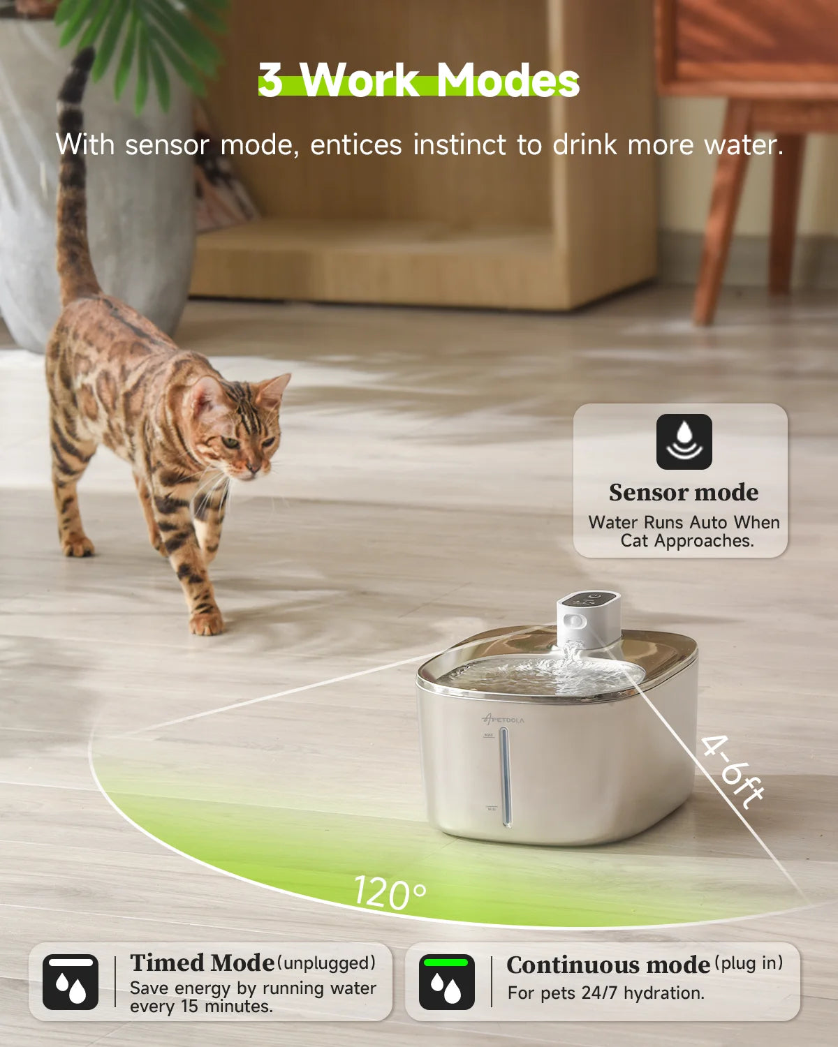 APETDOLA 4L Wireless Cat Water Fountain – Automatic Sensor Drinking Fountain, Smart Pet Water Dispenser for Cats & Dogs