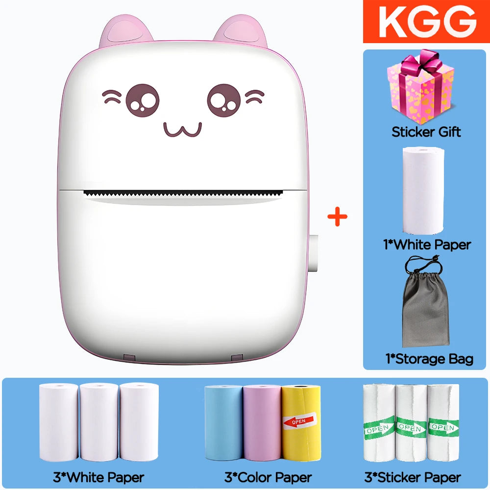 Mini Portable Bluetooth Printer – Wireless Thermal Sticker & Label Printer for Photos, Notes, and Study, Perfect Gift for Kids