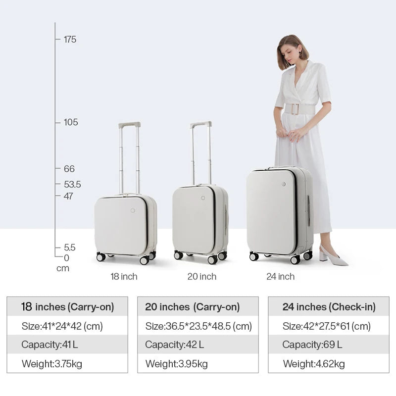 Mixi Patent Design Aluminum Frame Suitcase | Carry-On Rolling Luggage Cabin Bag M9260 | 18/20/24 Inch