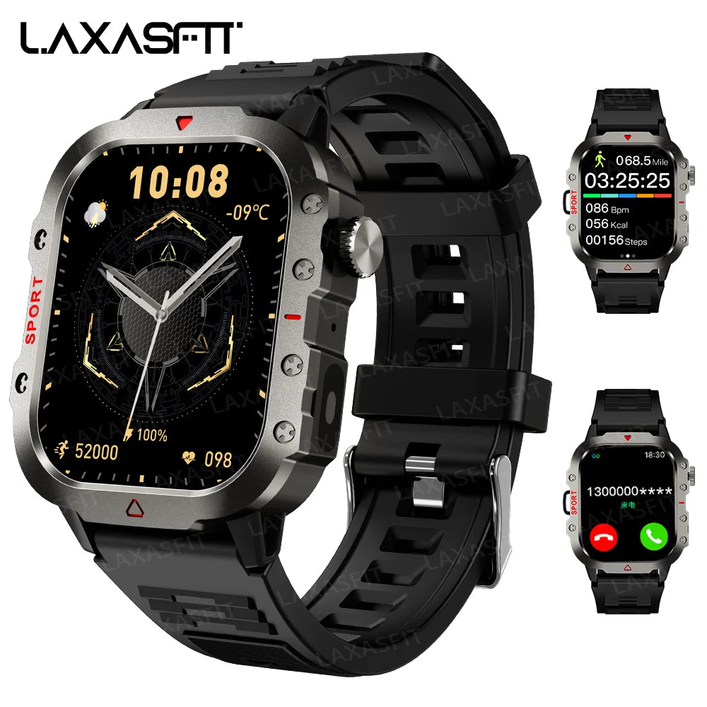 LAXASFIT Men Sports Smart Watch – 1.71″ Screen, Blood Oxygen, Bluetooth Calling, Multi-Sport, LED Flashlight