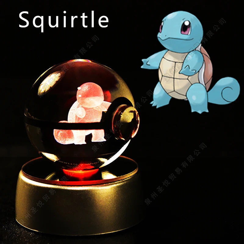 Pokémon 3D Crystal Ball Night Light – Pikachu, Gengar & Mewtwo Pokéball Glass Lamp for Kids Birthday Gifts