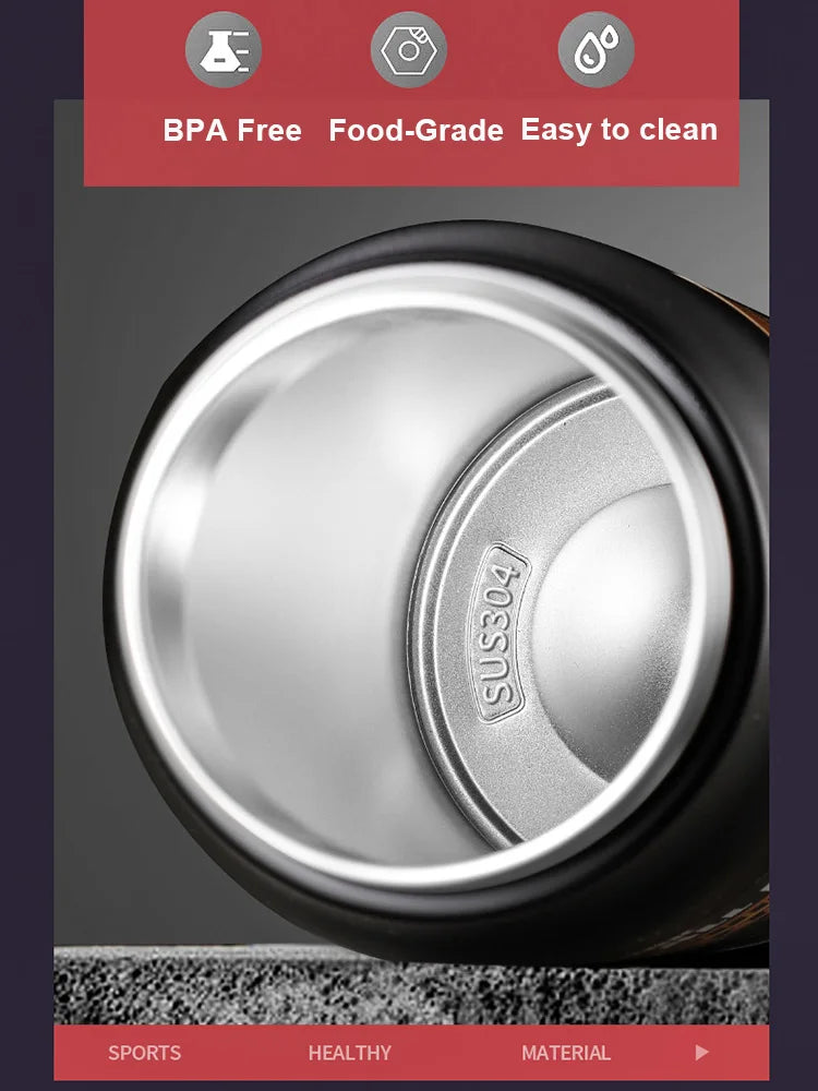 304 Stainless Steel Portable Thermos with Straw – Vacuum Insulated Sports Tumbler for Hot & Cold Drinks