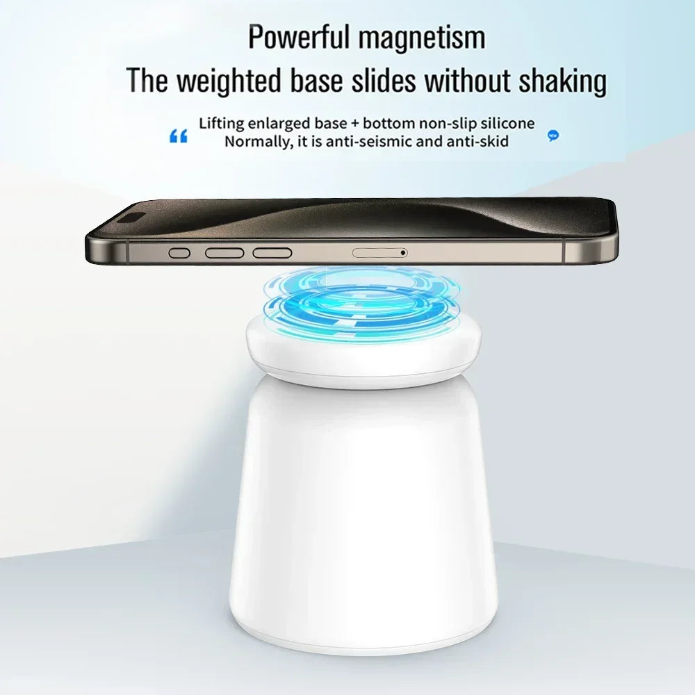 3-in-1 Magnetic Wireless Charger Stand – Fast Charging Dock for MagSafe iPhone 12/13/14/15 Pro Max, Apple Watch & AirPods