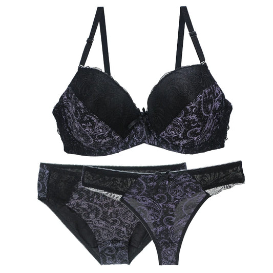 Nouvell Seamless Push Up Bra Set 3-Piece Women’s Underwear BCDEF Cup Plus Size Lingerie Beige Black Blue Purple Red White