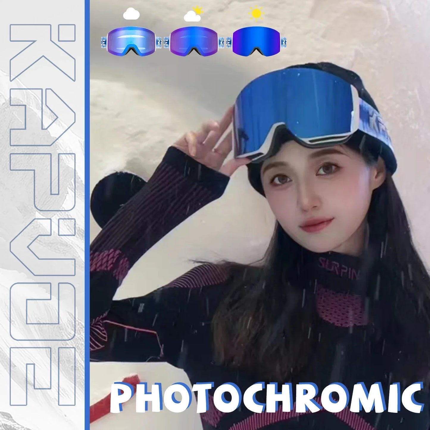 نظارات التزلج الضوئية Kapvoe - عدسات مغناطيسية مضادة للضباب UV400 للرجال والنساء، نظارات رياضية شتوية