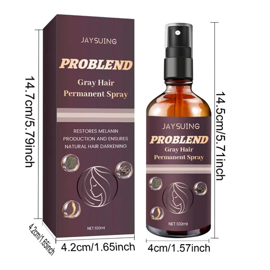 بخاخ لتغميق الشعر - مضاد للشيب، لون طبيعي من الأبيض إلى الأسود، زيت مغذي ومصلح لفروة الرأس