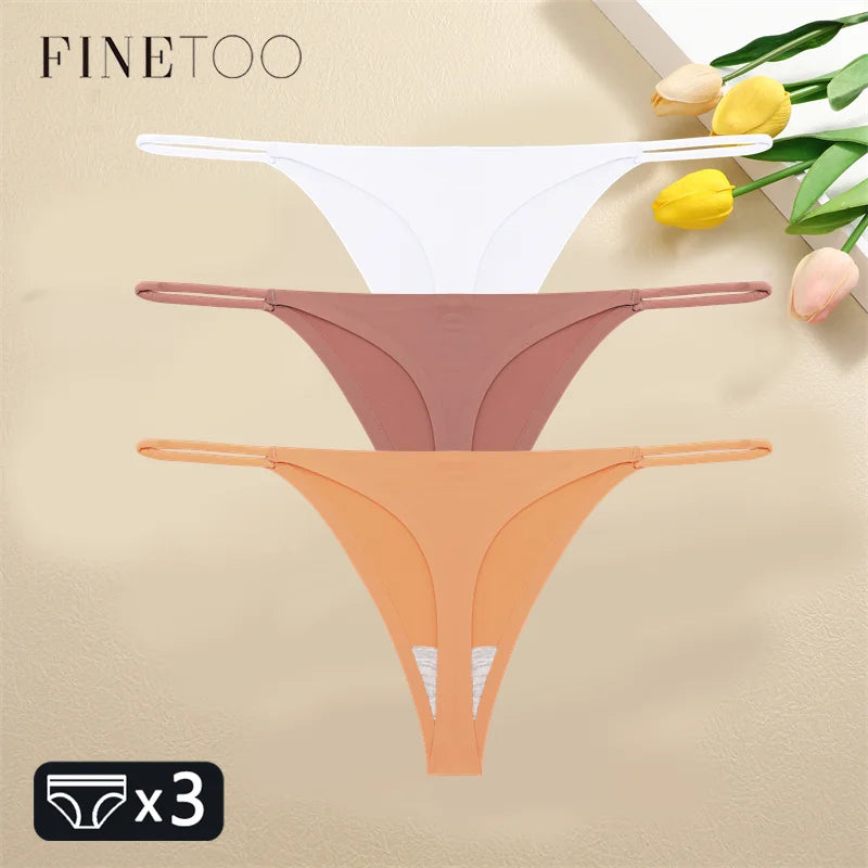 FINETOO 1PCS Women Seamless Thongs – Sexy Low Waist Bikini Panties, Traceless T-Back, XS-XL