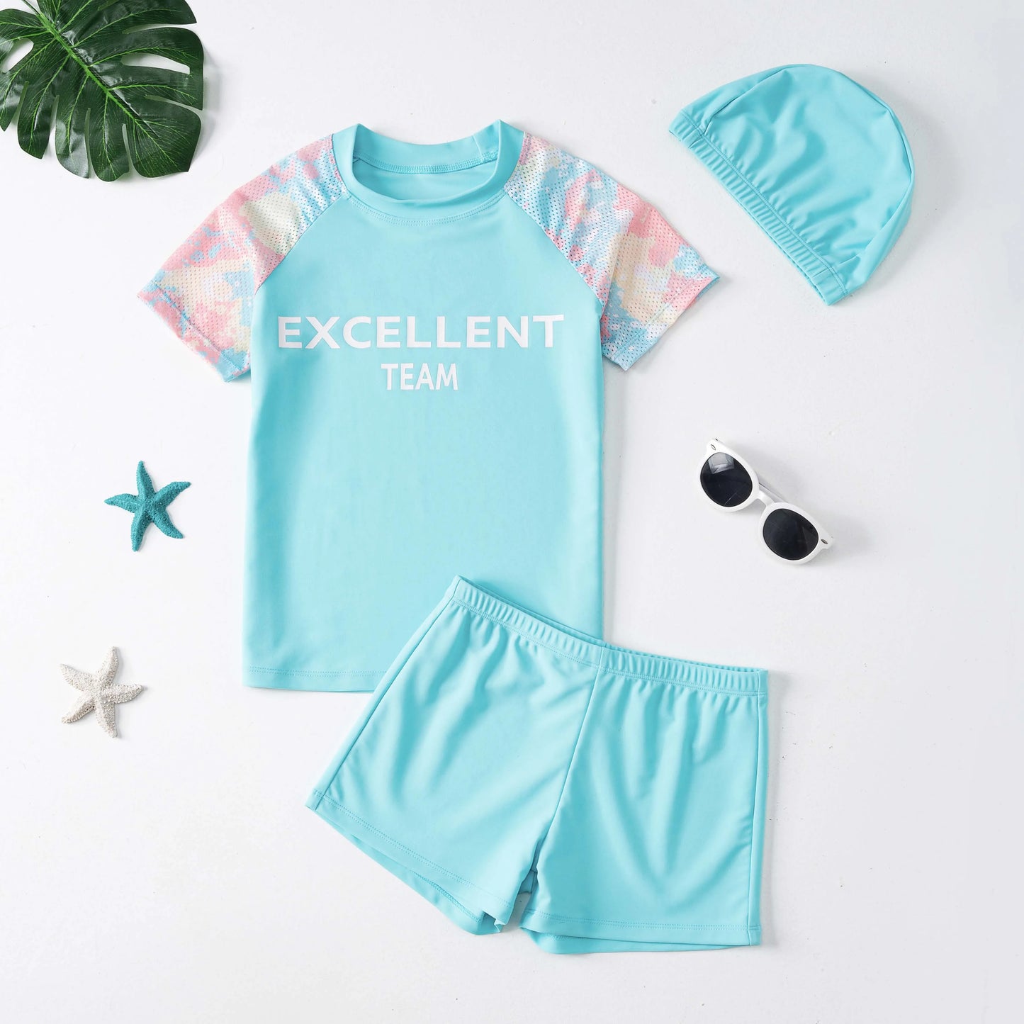 Kids Swimsuit Set Quick Dry Short Sleeve Swimwear Summer Beach Surfing Outfit