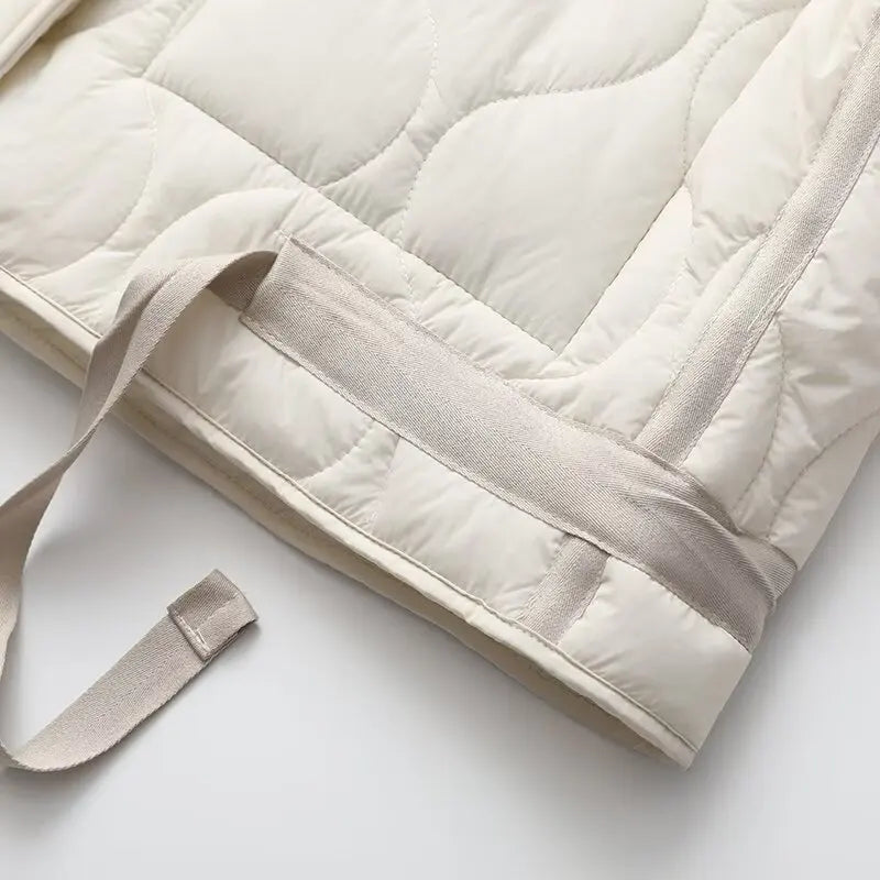 Autumn and winter new women's stand-up collar quilted casual cotton coat with loose fit and large pockets