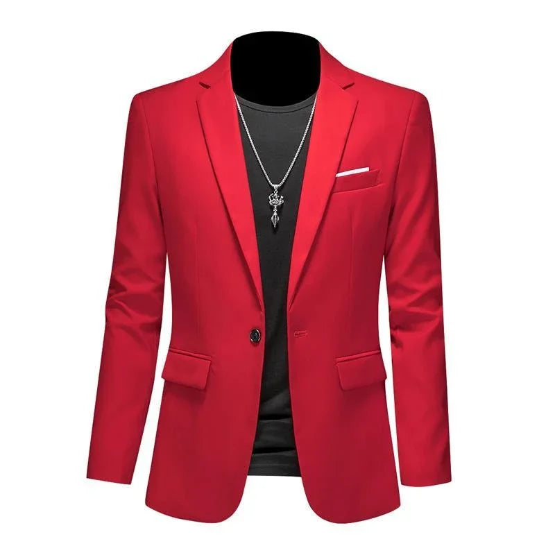 Men's High-End Solid Color Blazer – Casual Business & Groom Wedding Suit Jacket