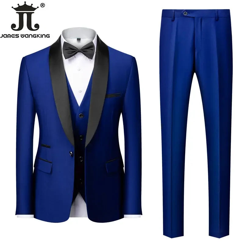 Men's M-6XL Formal 3-Piece Suit – Jacket, Vest & Pants for Business, Wedding & Parties