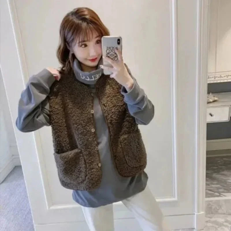 Thickened Hooded Cotton Jacket Women's Warm Winter Fleece-Lined Mommy Style Outerwear