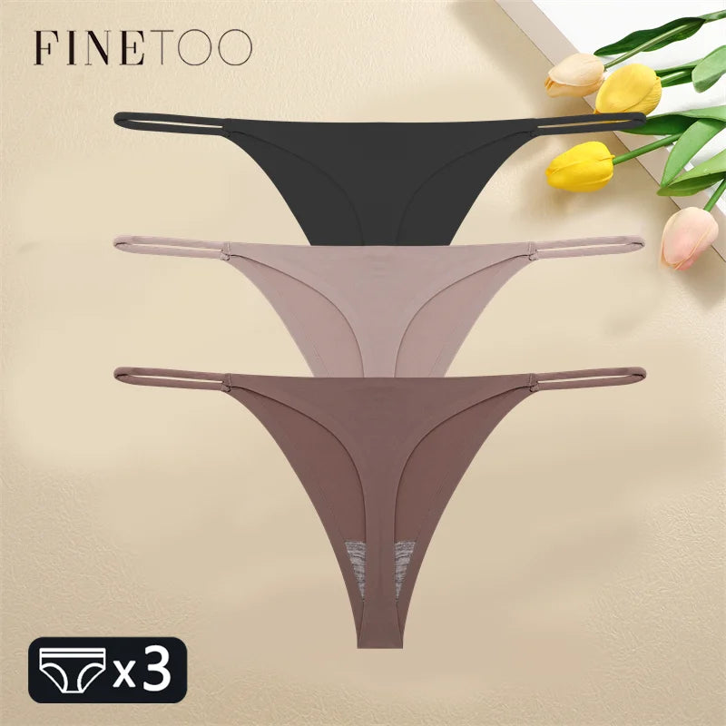FINETOO 1PCS Women Seamless Thongs – Sexy Low Waist Bikini Panties, Traceless T-Back, XS-XL