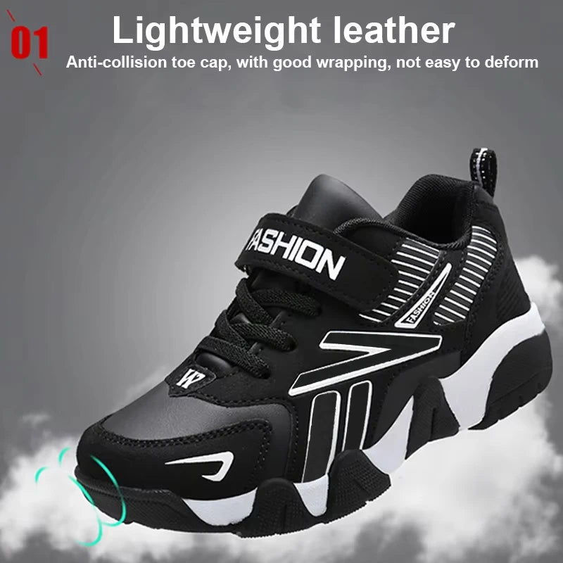 Kids Fashion Sneakers | Boys Leather Running & Walking Shoes