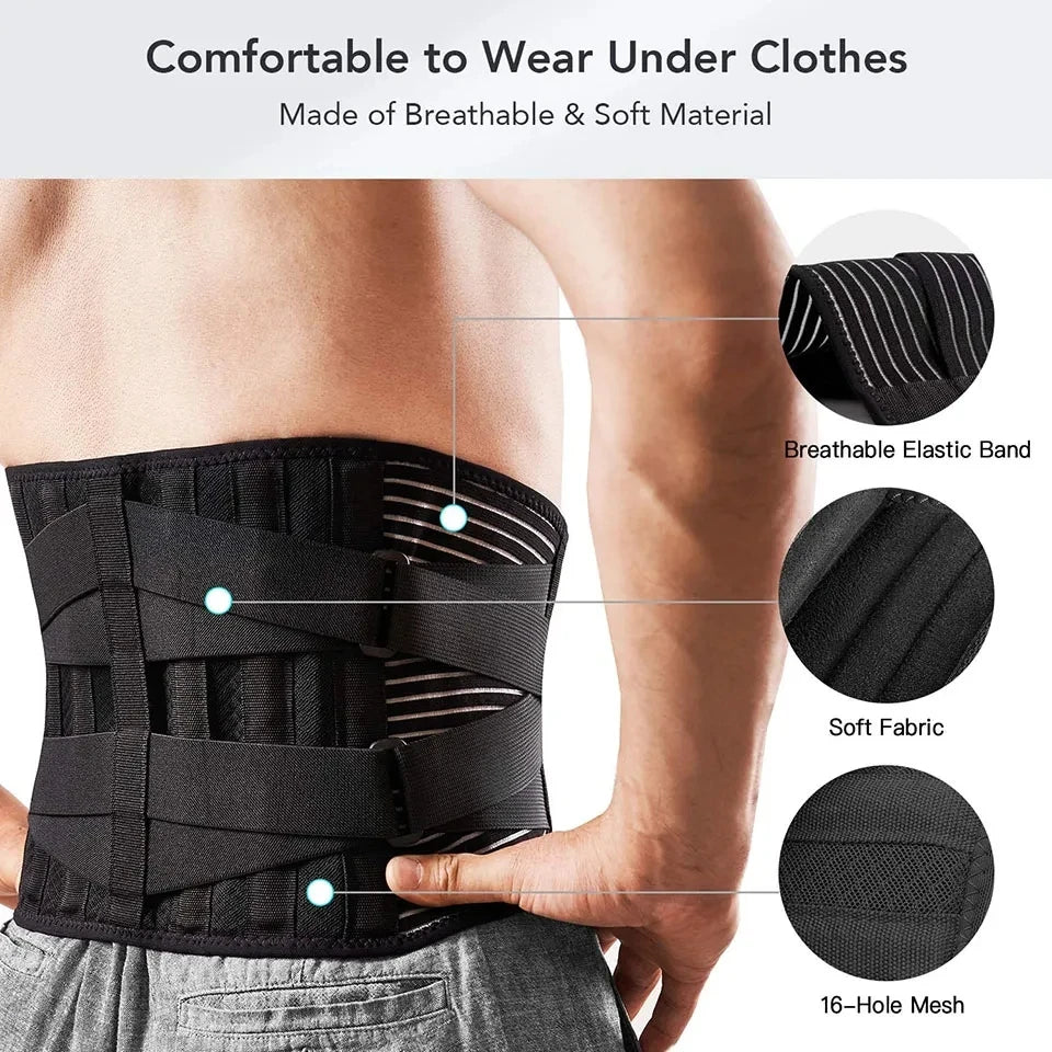 Adjustable Lumbar Support Belt – Double Pull Back Brace for Spine Decompression, Pain Relief & Abdominal Support